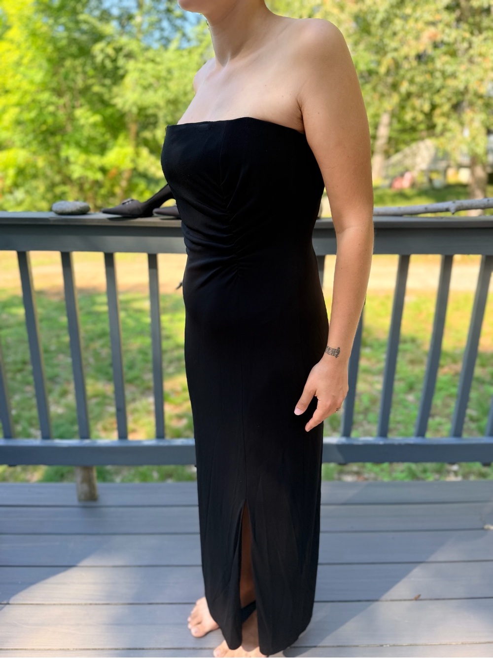 Jones New York Strapless Hidden Corset Heavy Crepe Knit Formal Long Gown